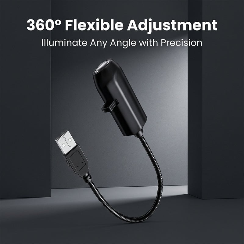 Flexible USB projector light with adjustable neck