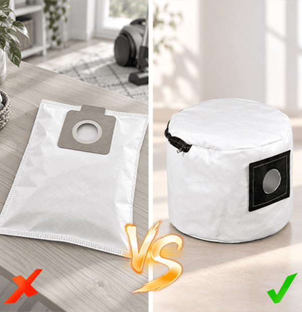 Comparison of vacuum cleaner dust collection bag designs
