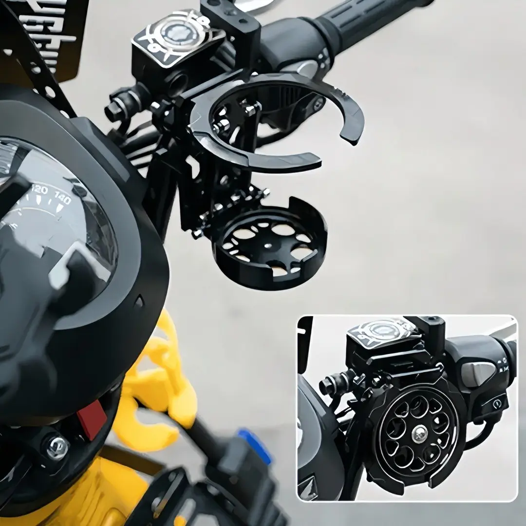 Foldable bike cup holder mounted on handlebar