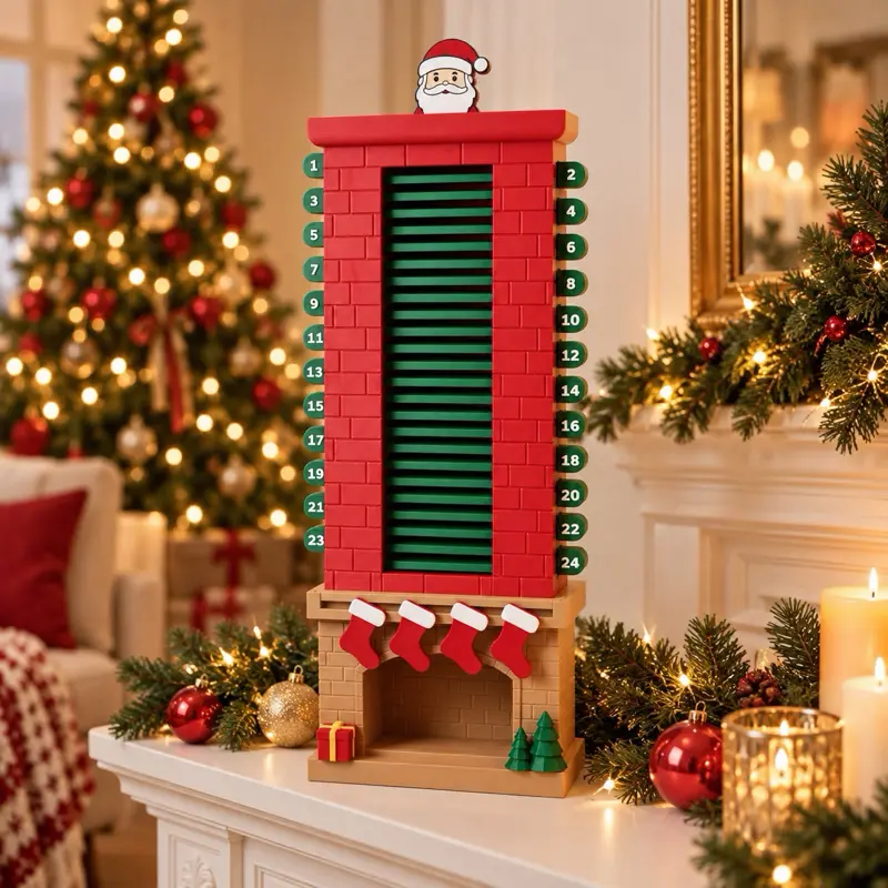 Santa Chimney Advent Calendar fireplace display