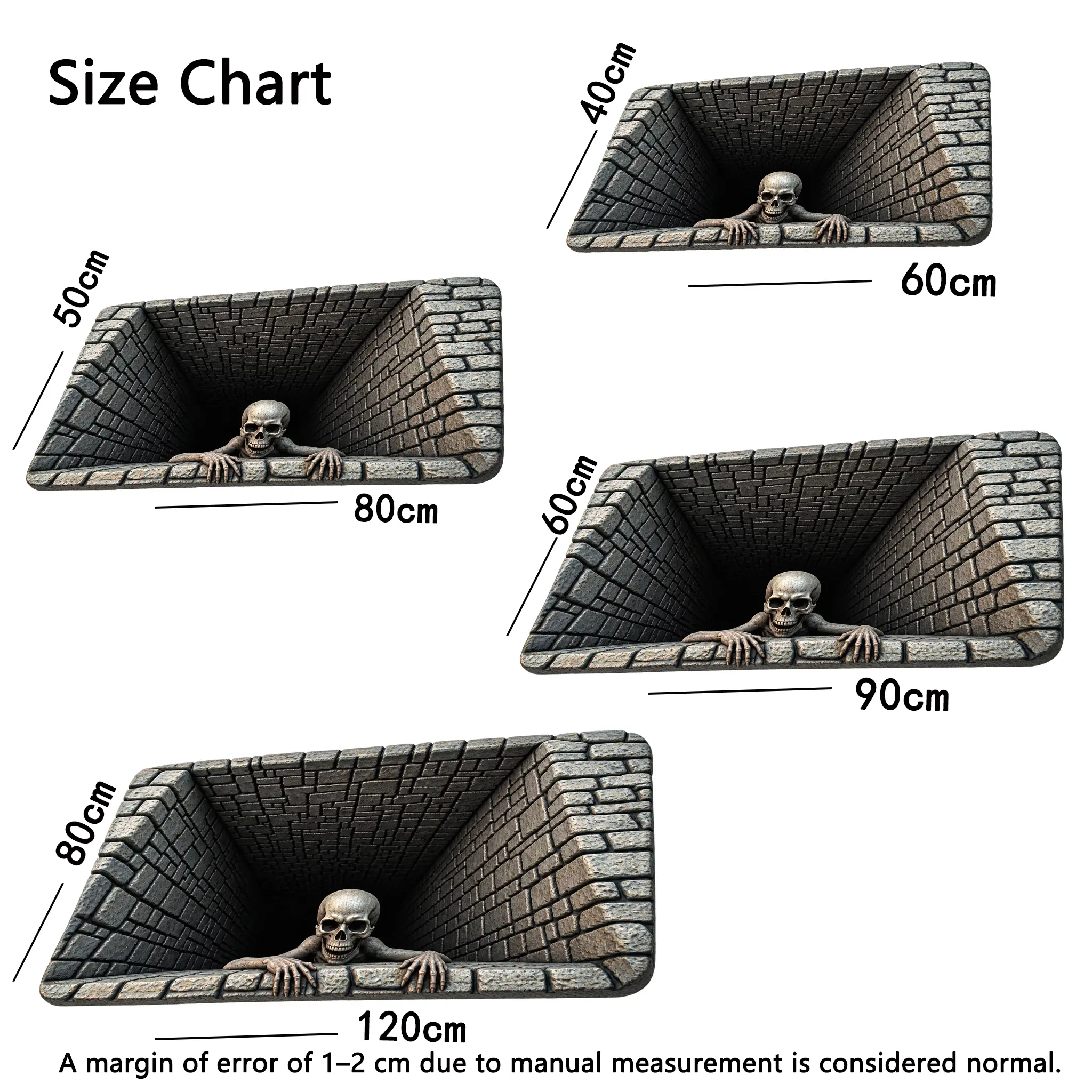 Halloween front door mat size chart
