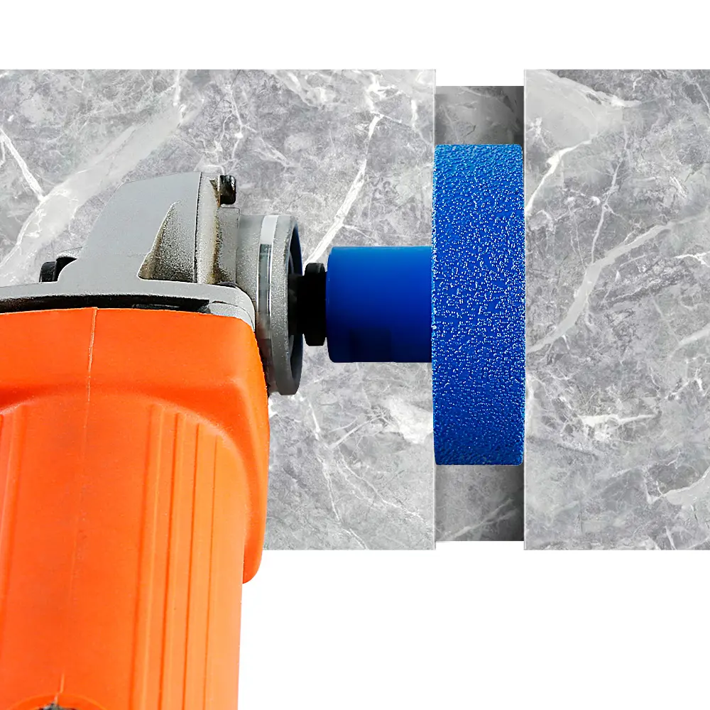 Grinding wheel mounted on an angle grinder