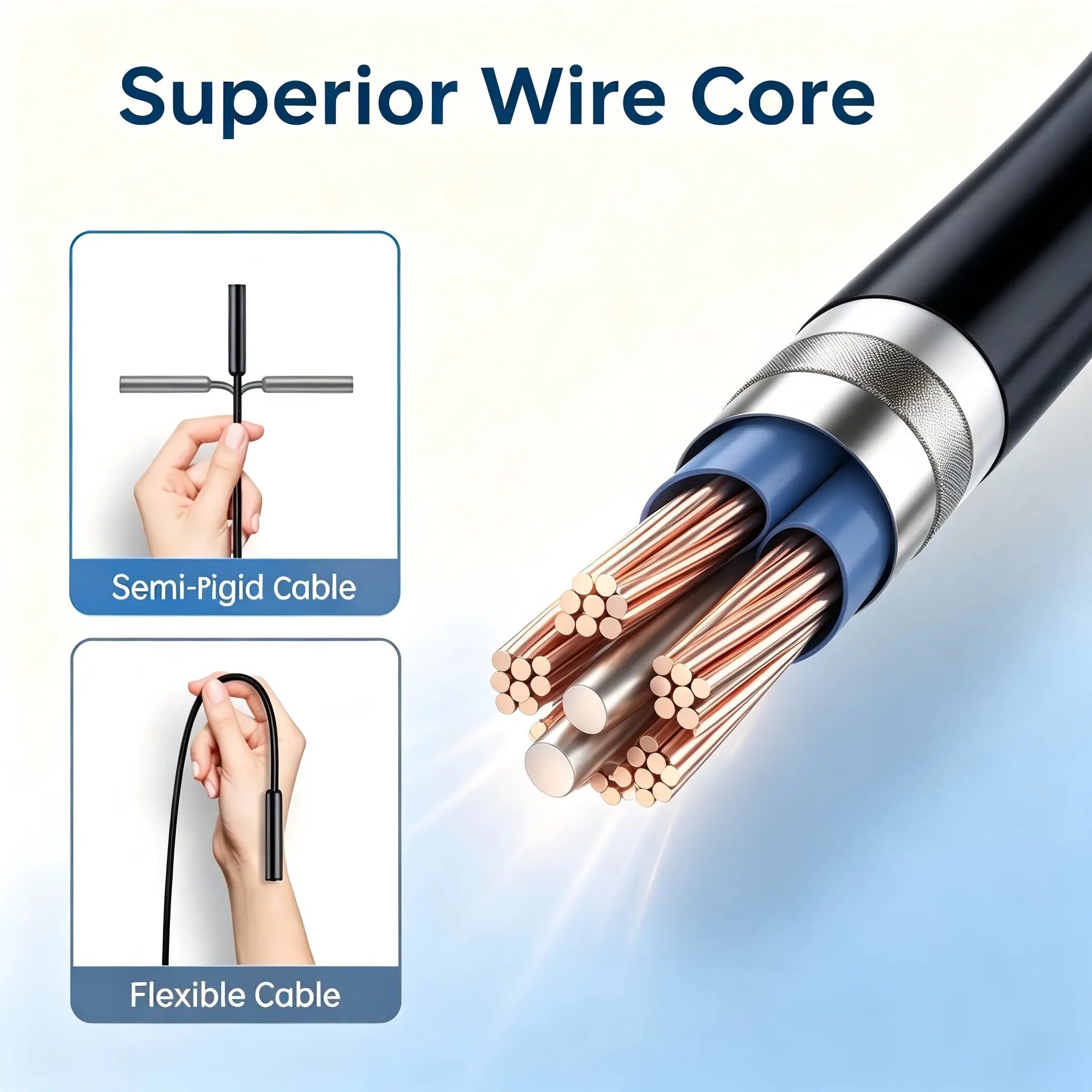 Semi-Rigid and Flexible Inspection Camera Cable