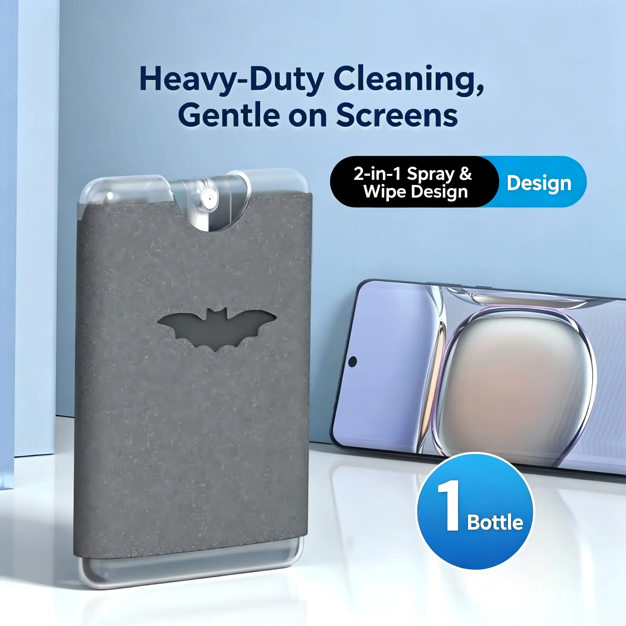 Screen cleaner spray and wipe design