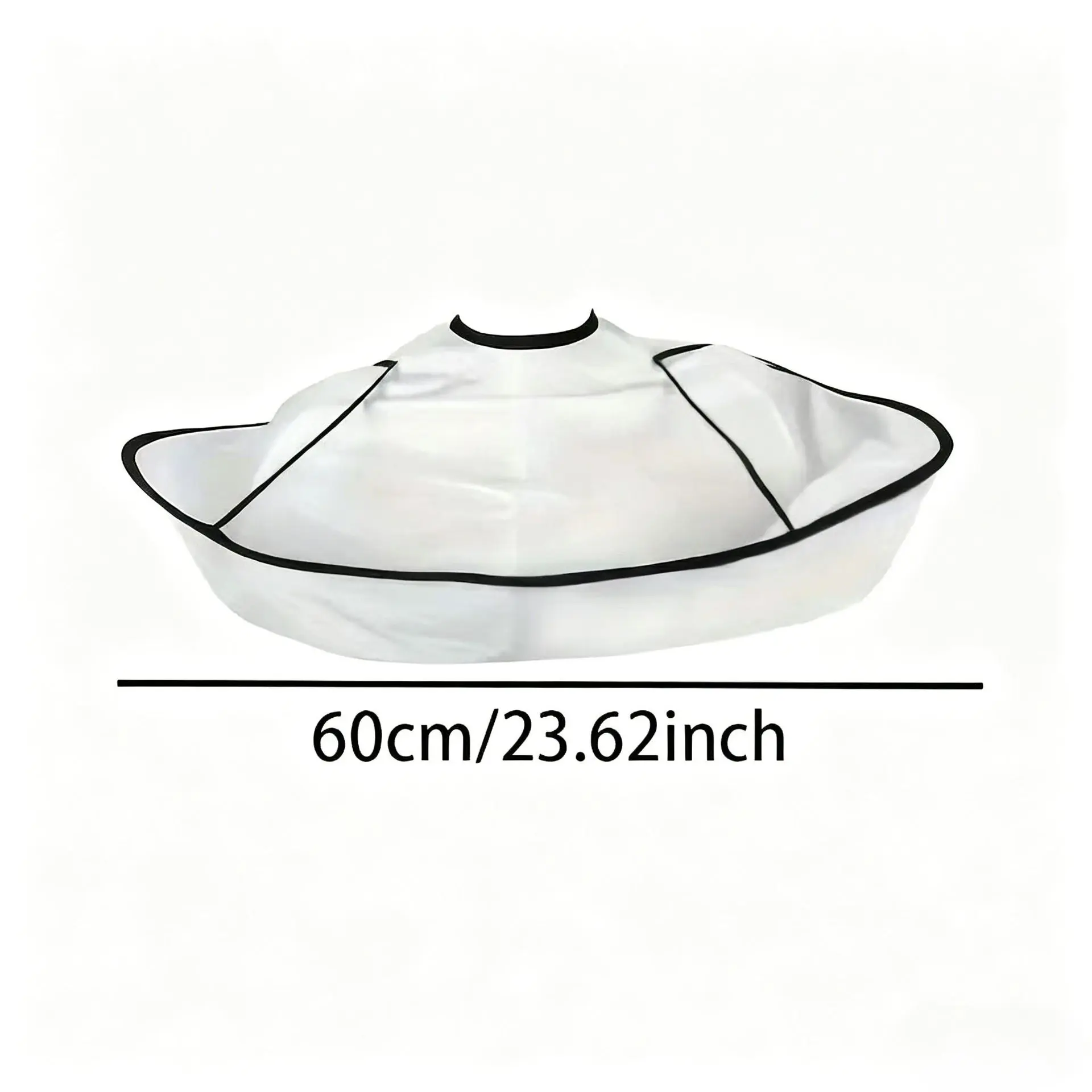 Hair cutting cape with wide hair catcher