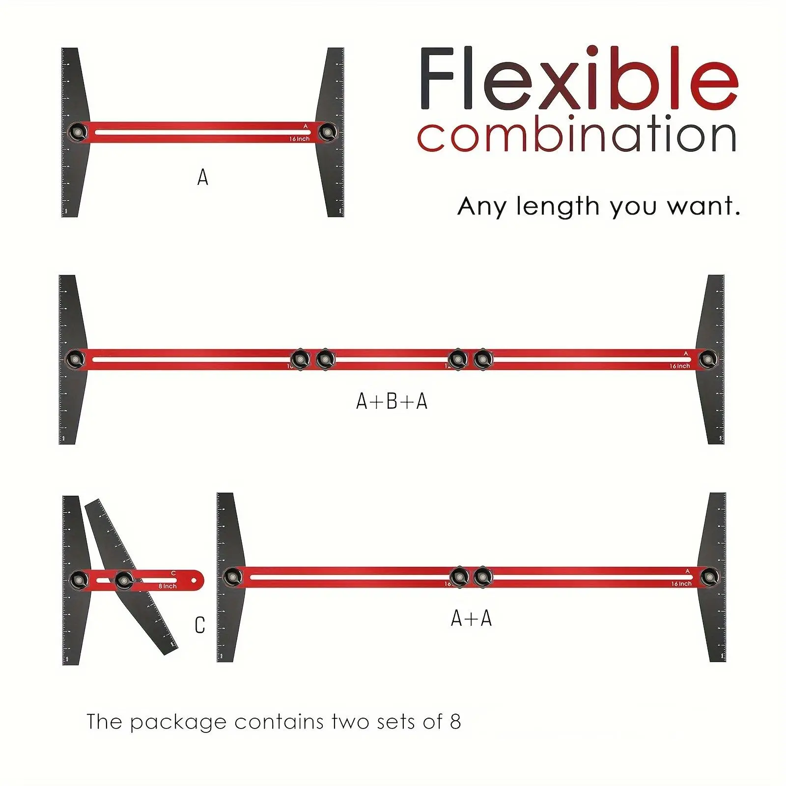 Flexible stair tread template combinations