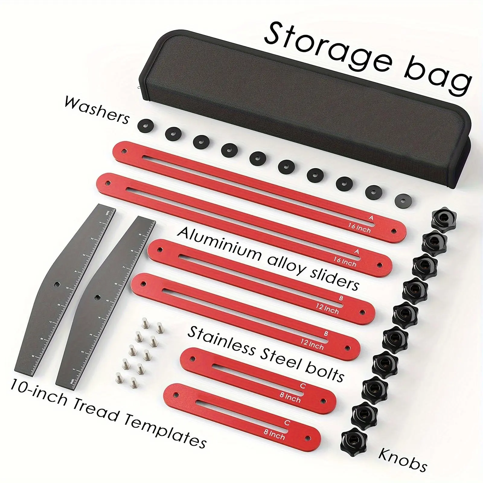 Stair tread template tool components
