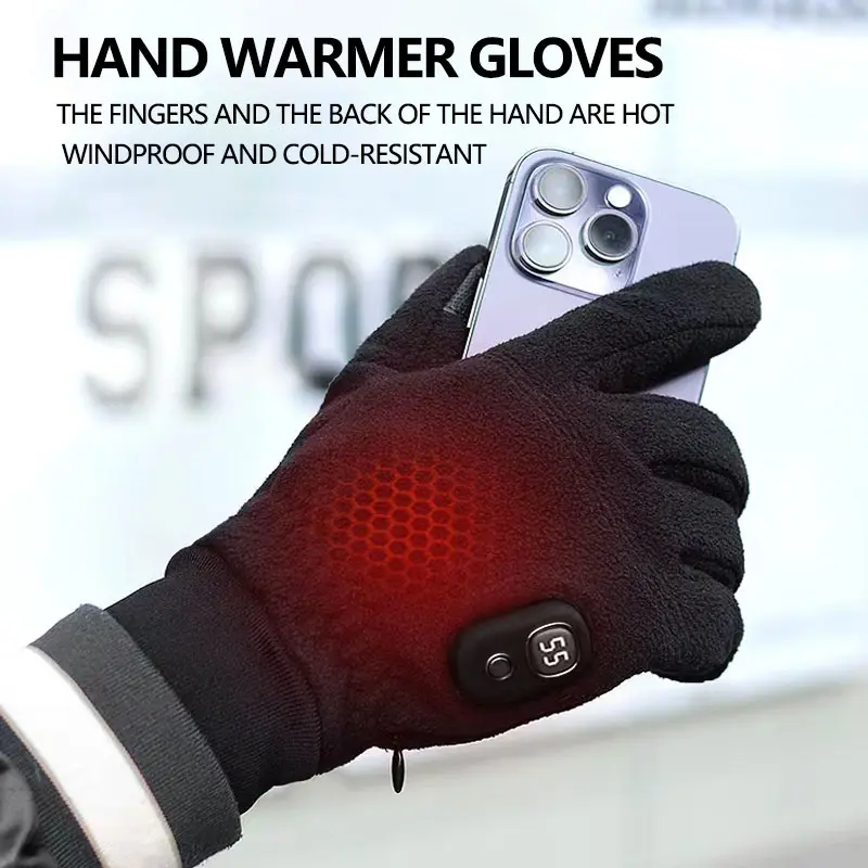 Heated electric gloves warming hands