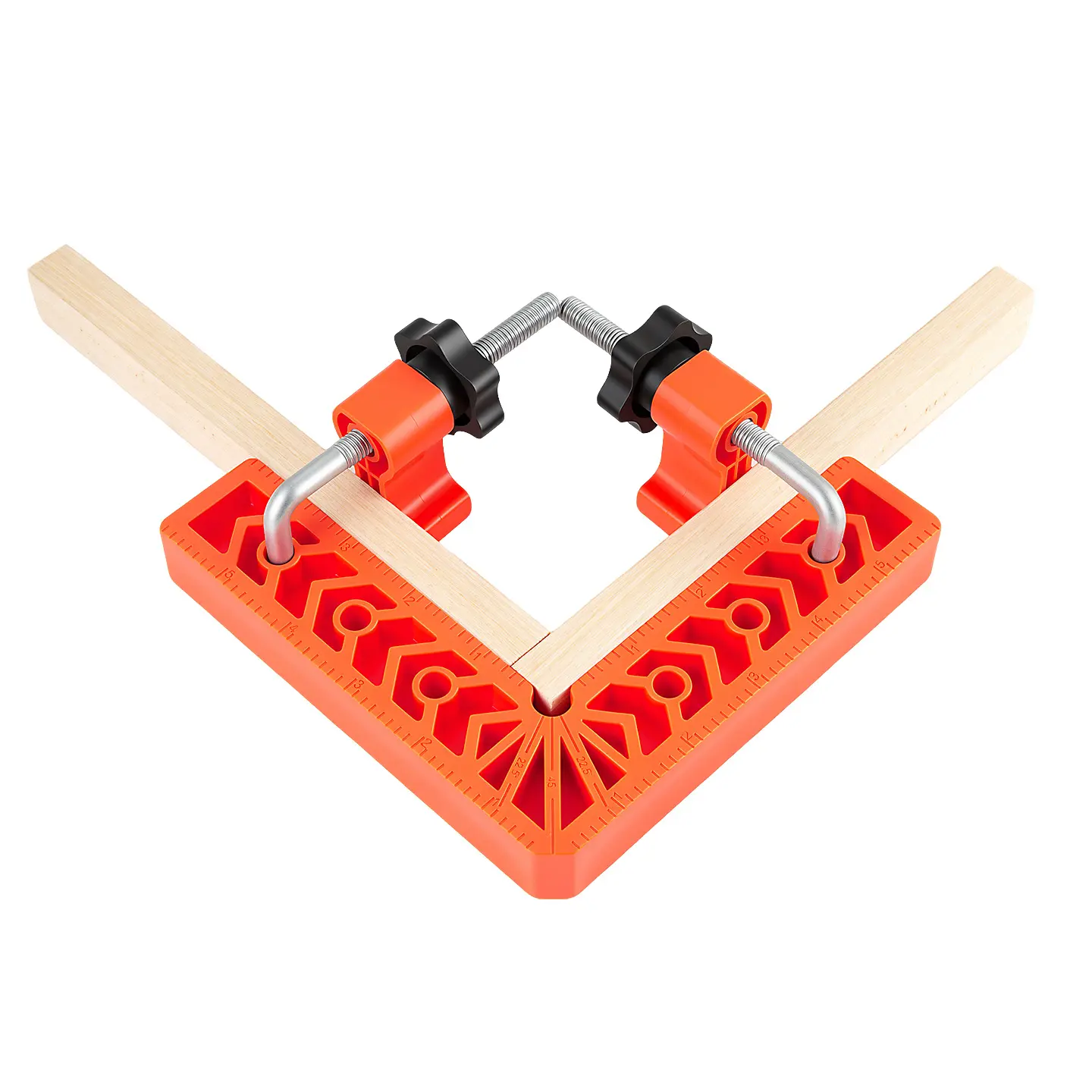 Right angle clamp holding two wooden boards