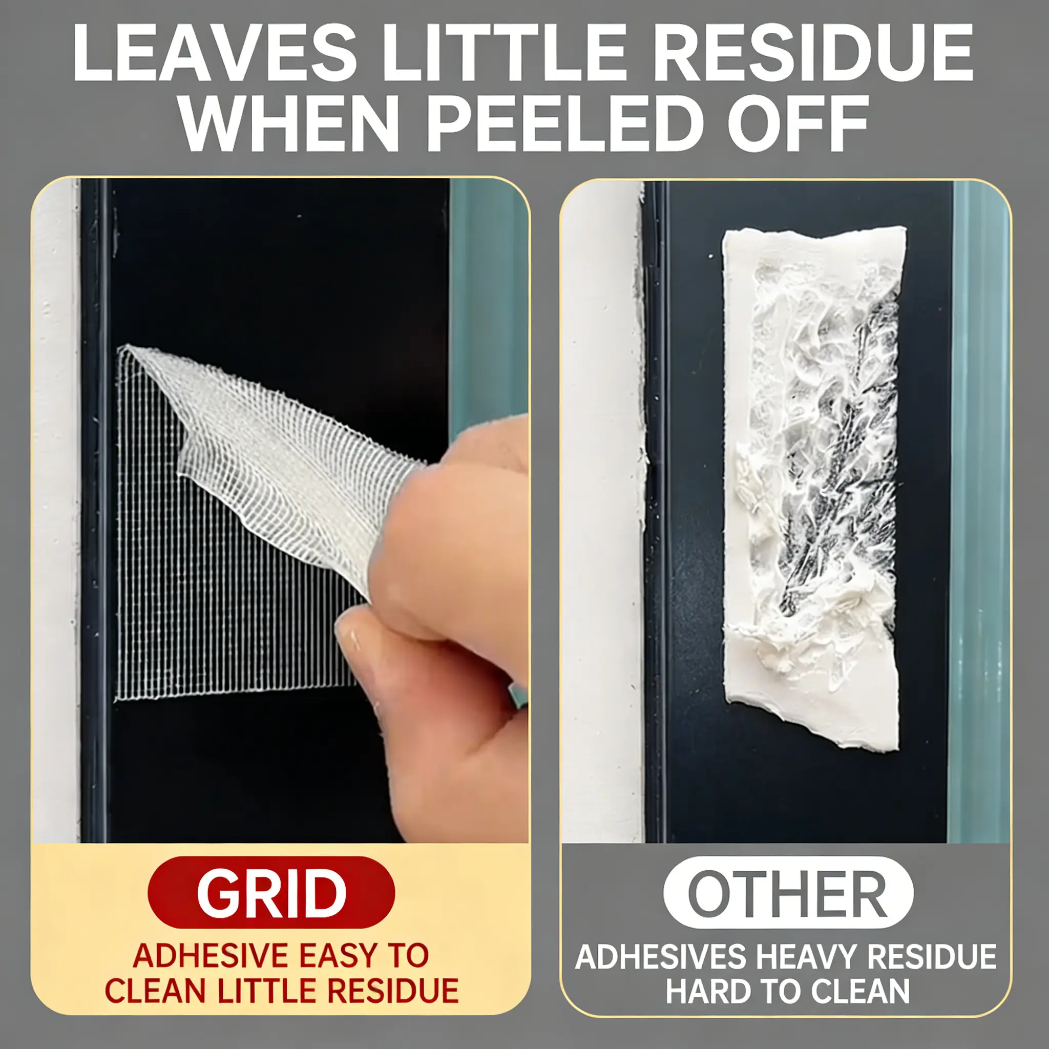 Double-sided duct tape residue comparison