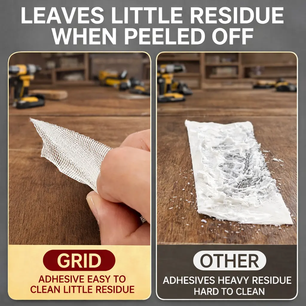 Low residue double-sided tape for DIY projects