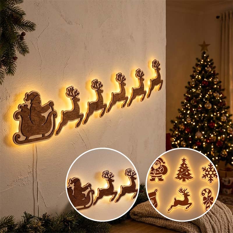 Santa sleigh and reindeer Christmas LED decoration