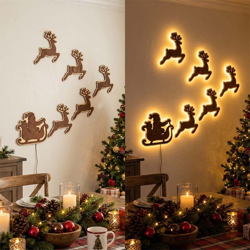 Christmas LED decorations with lights on and off