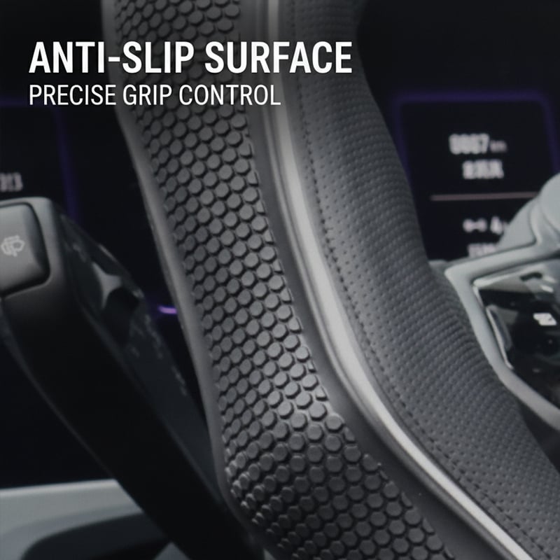 Anti slip textured steering wheel cover surface