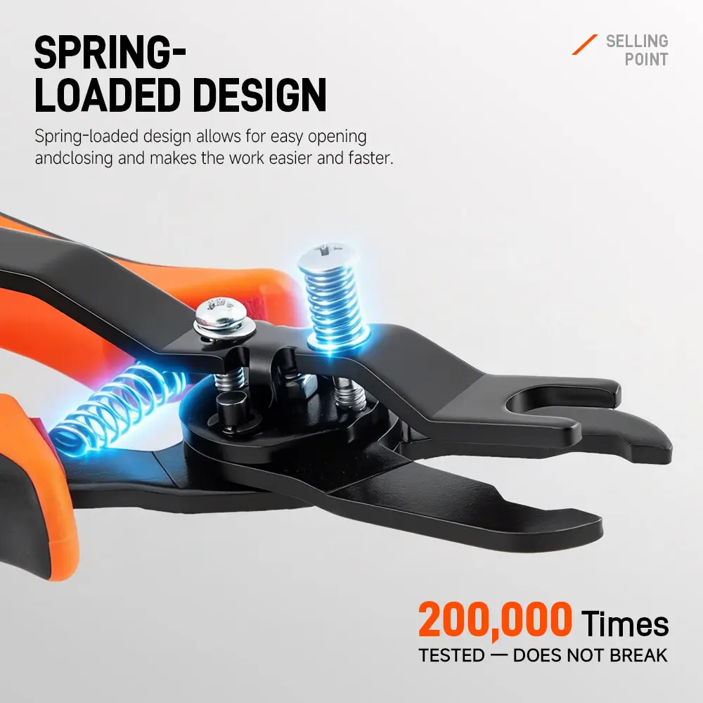 Spring loaded air hose connector removal pliers