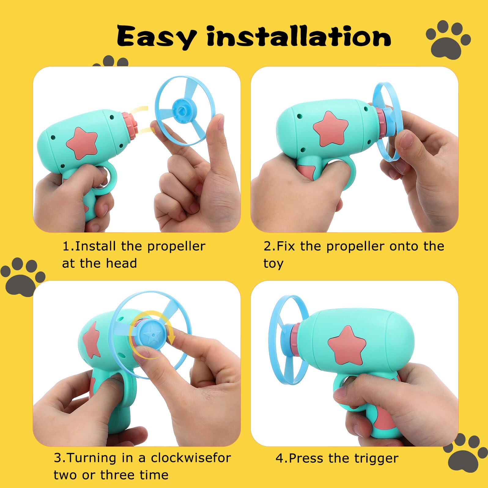 🐱 Interactive Flying Propeller Disc Launcher Cat Toy with 3Pcs Flying Discs, One-Click Shoot Kitty Chasing Exercise Toy, Indoor Outdoor Hunting Stimulation Pet Toy for Kitten