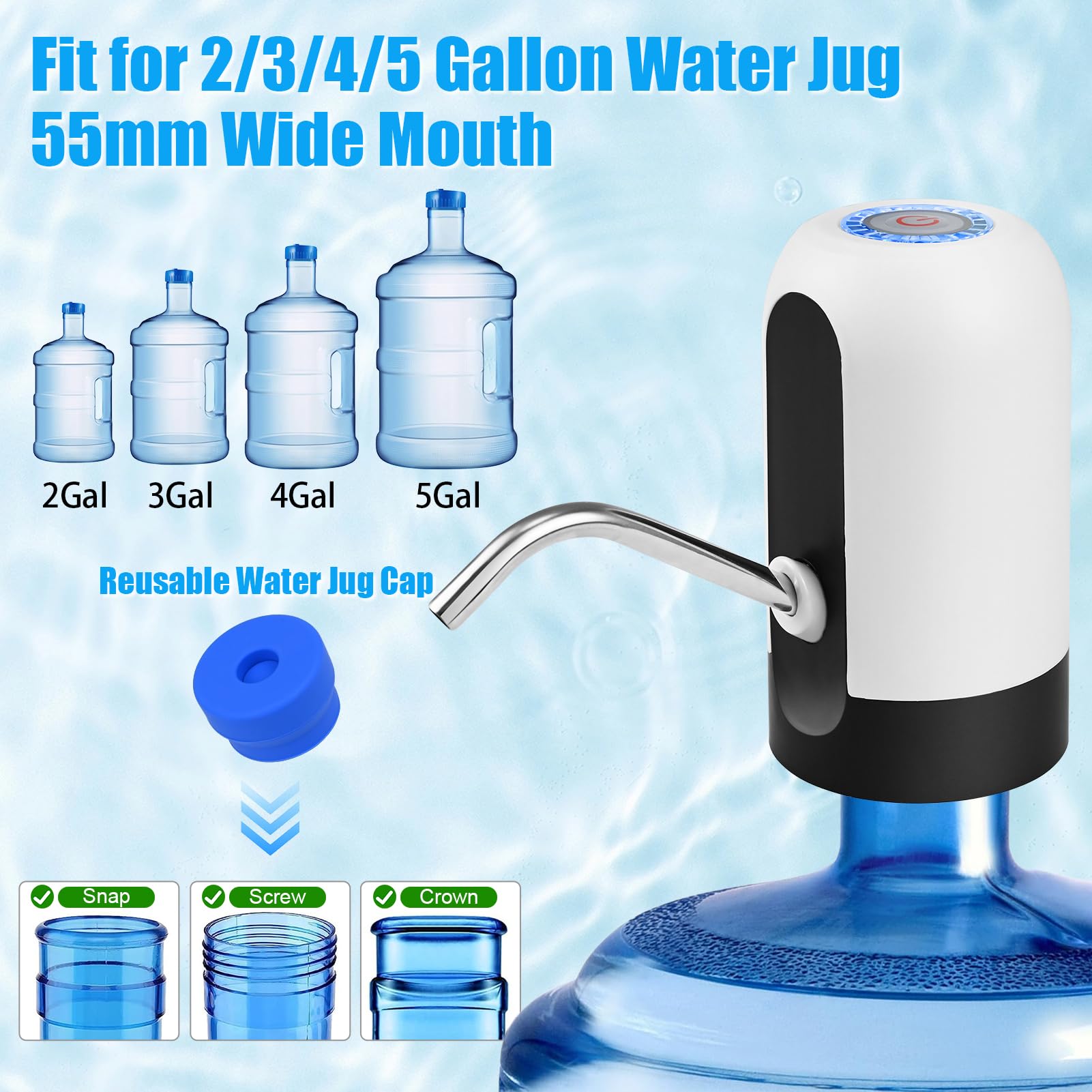 💧 USB Rechargeable Water Dispenser Pump Portable Automatic Water Pump for 2-5 Gallon Water Bottle