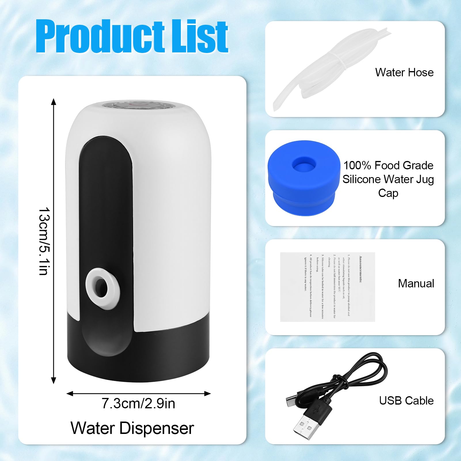 💧 USB Rechargeable Water Dispenser Pump Portable Automatic Water Pump for 2-5 Gallon Water Bottle