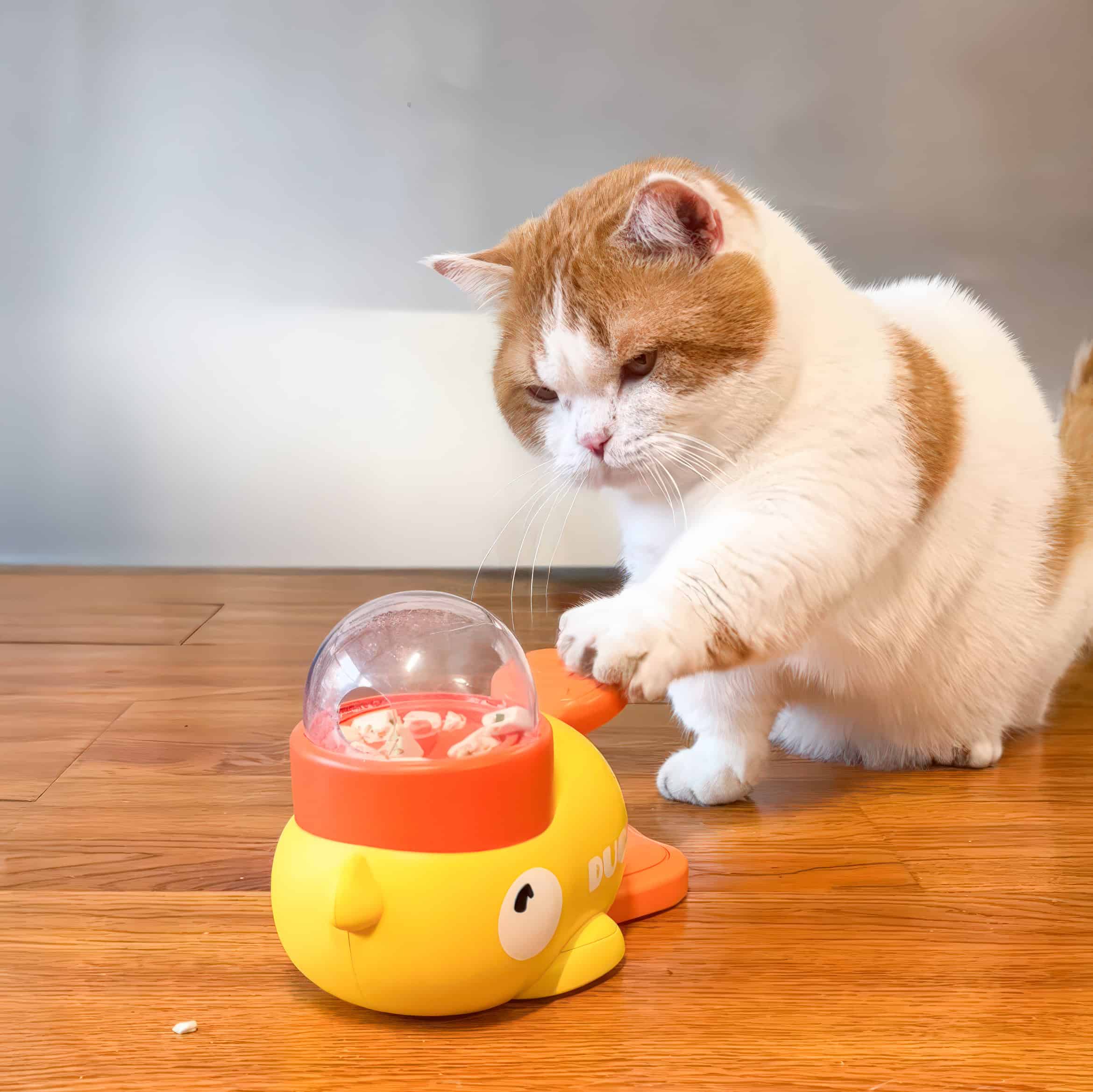 Push n Spin Interactive Duck Cat Treat Dispenser
