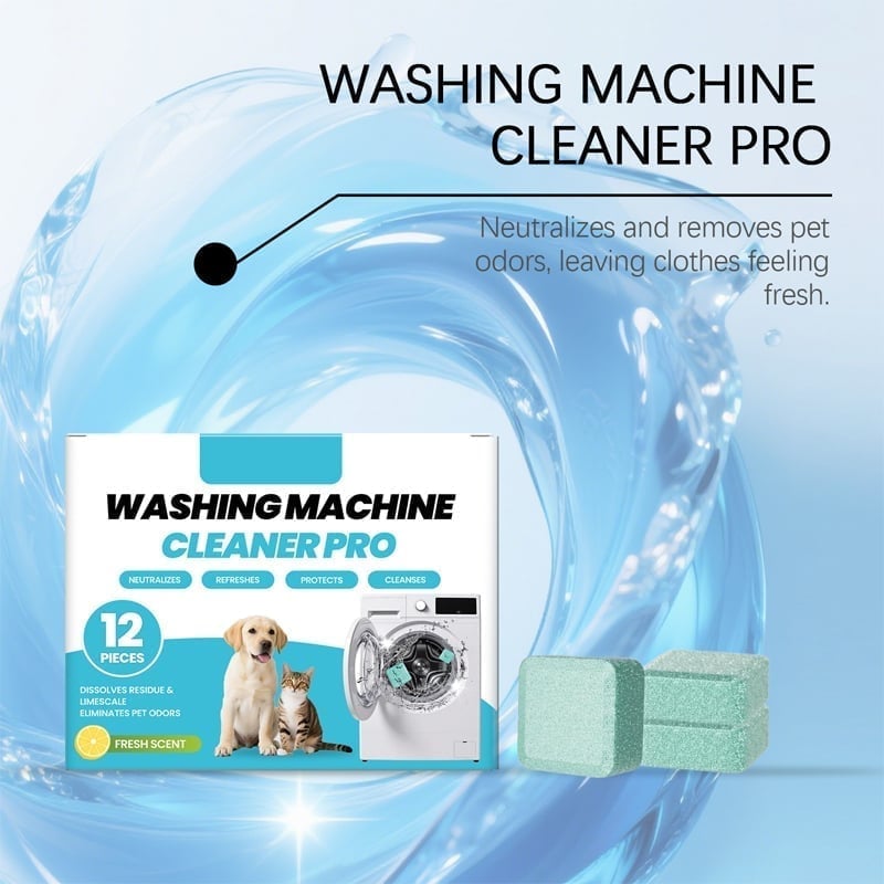 Washing machine cleaner neutralizes pet odors and refreshes