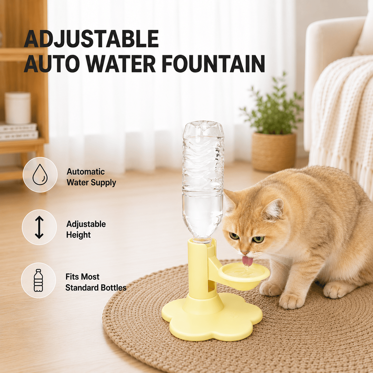 🐾 Adjustable Elevated Gravity Pet Water Dispenser, Raised Automatic Water Feeder for Dogs Cats