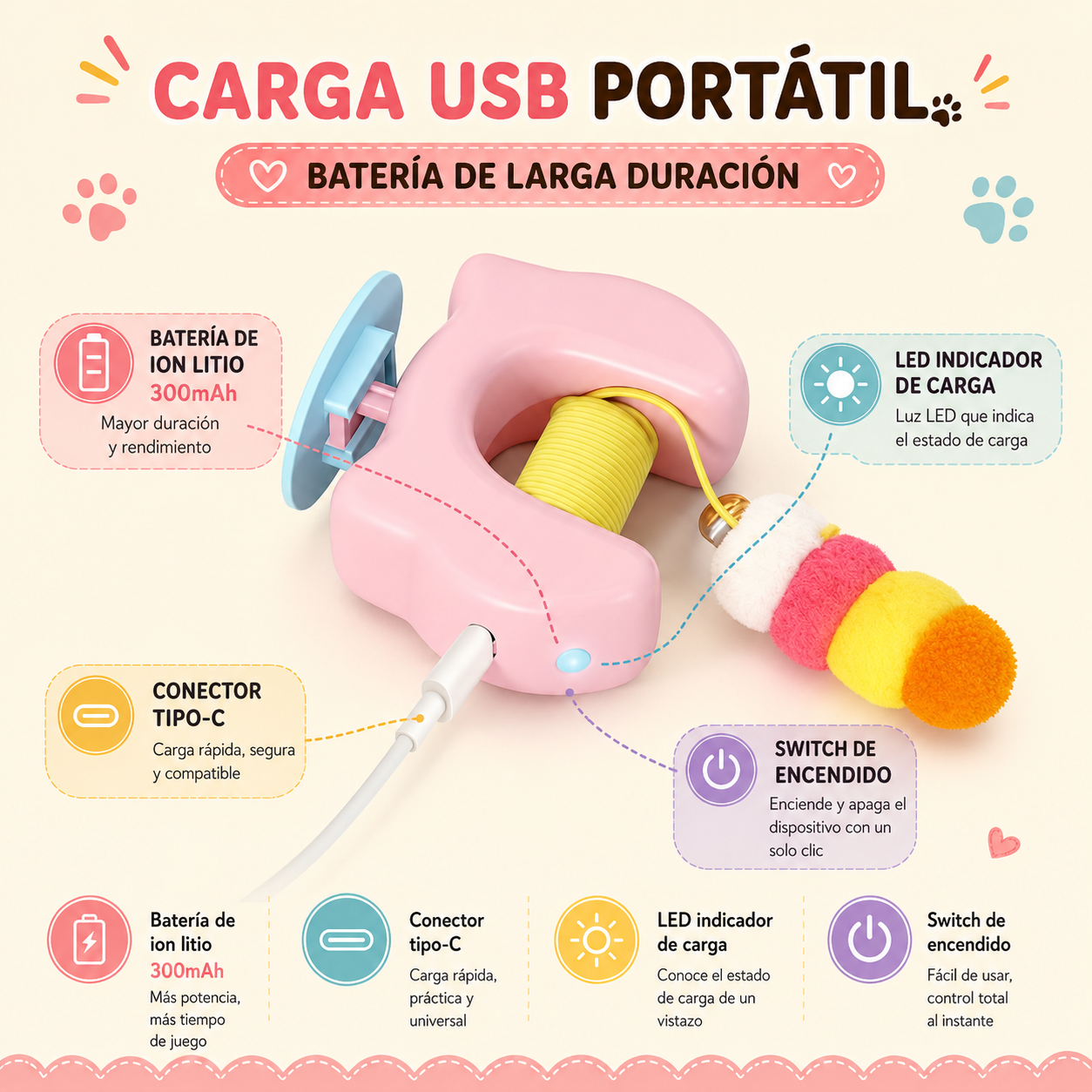 🐱 Automatic Hanging Electric Cat Toy, USB Rechargeable Random Lifting Feather Cat Teaser for Indoor Cats