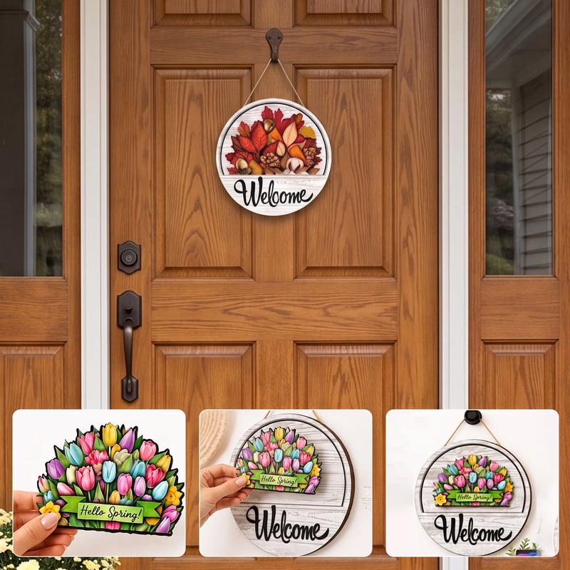 16 Pcs Interchangeable Welcome Sign for Front Door