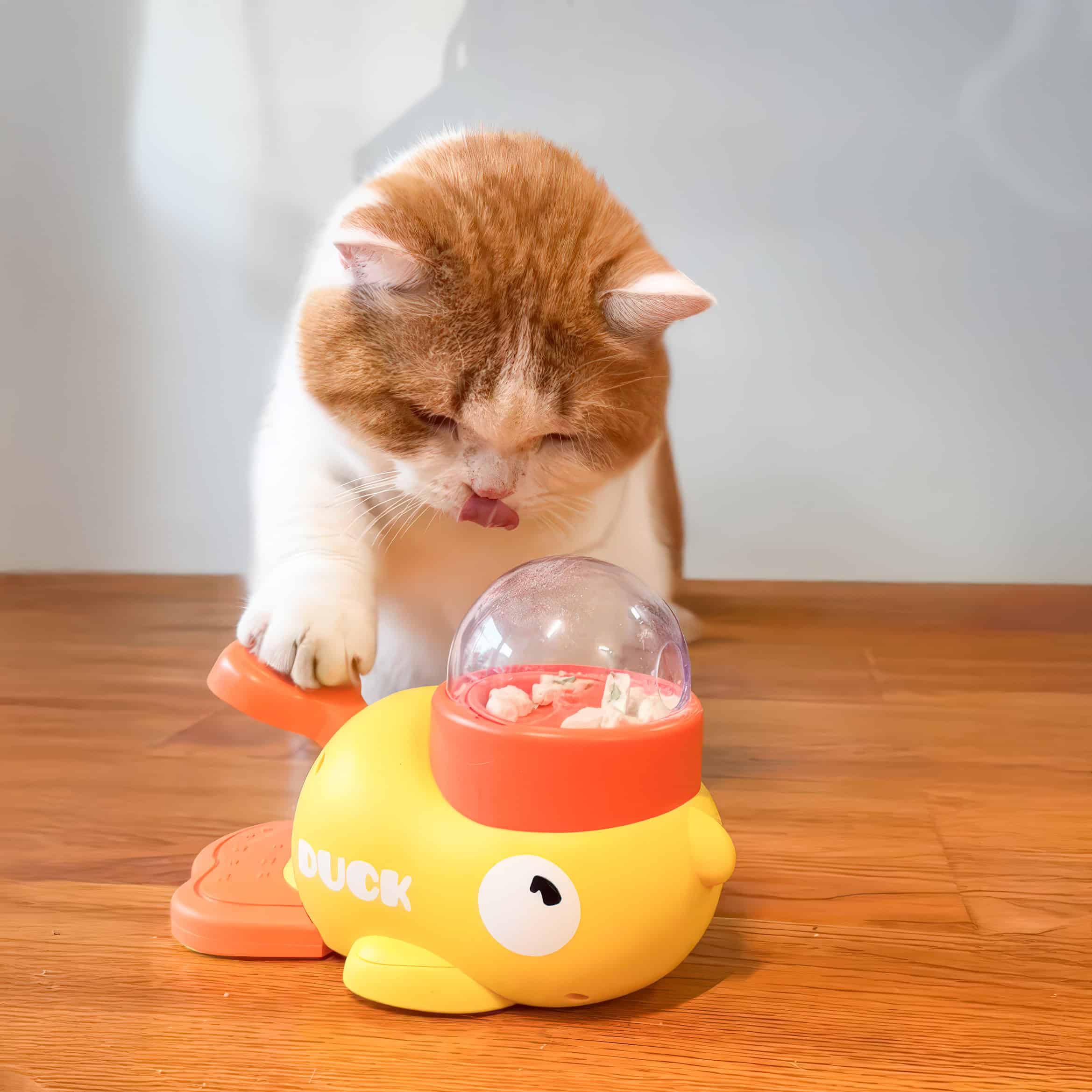 Push n Spin Interactive Duck Cat Treat Dispenser