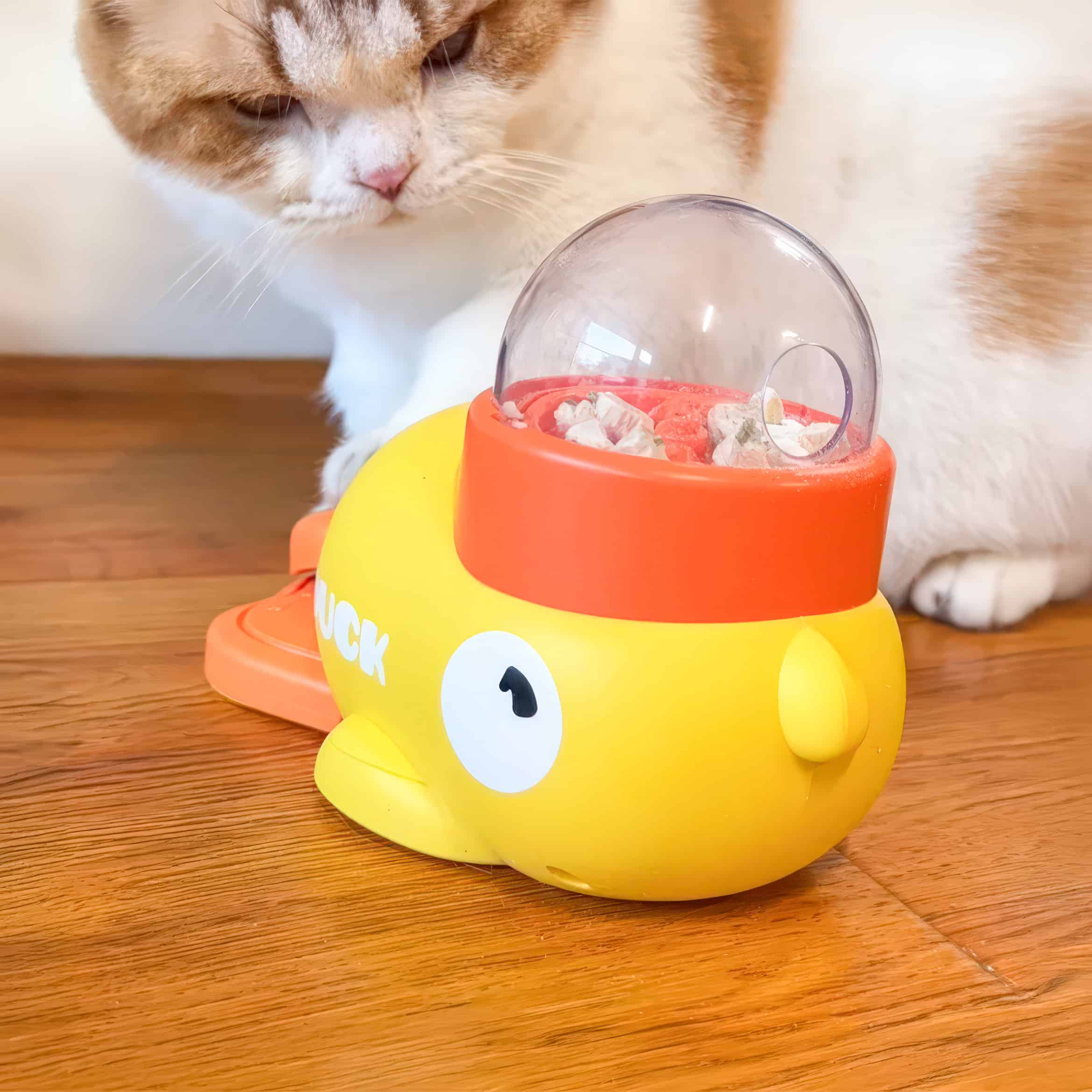 Push n Spin Interactive Duck Cat Treat Dispenser