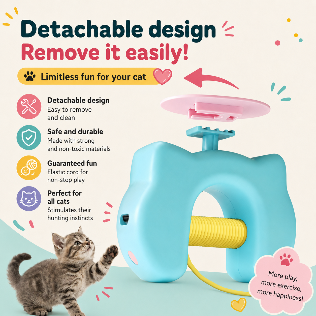 🐱 Automatic Hanging Electric Cat Toy, USB Rechargeable Random Lifting Feather Cat Teaser for Indoor Cats