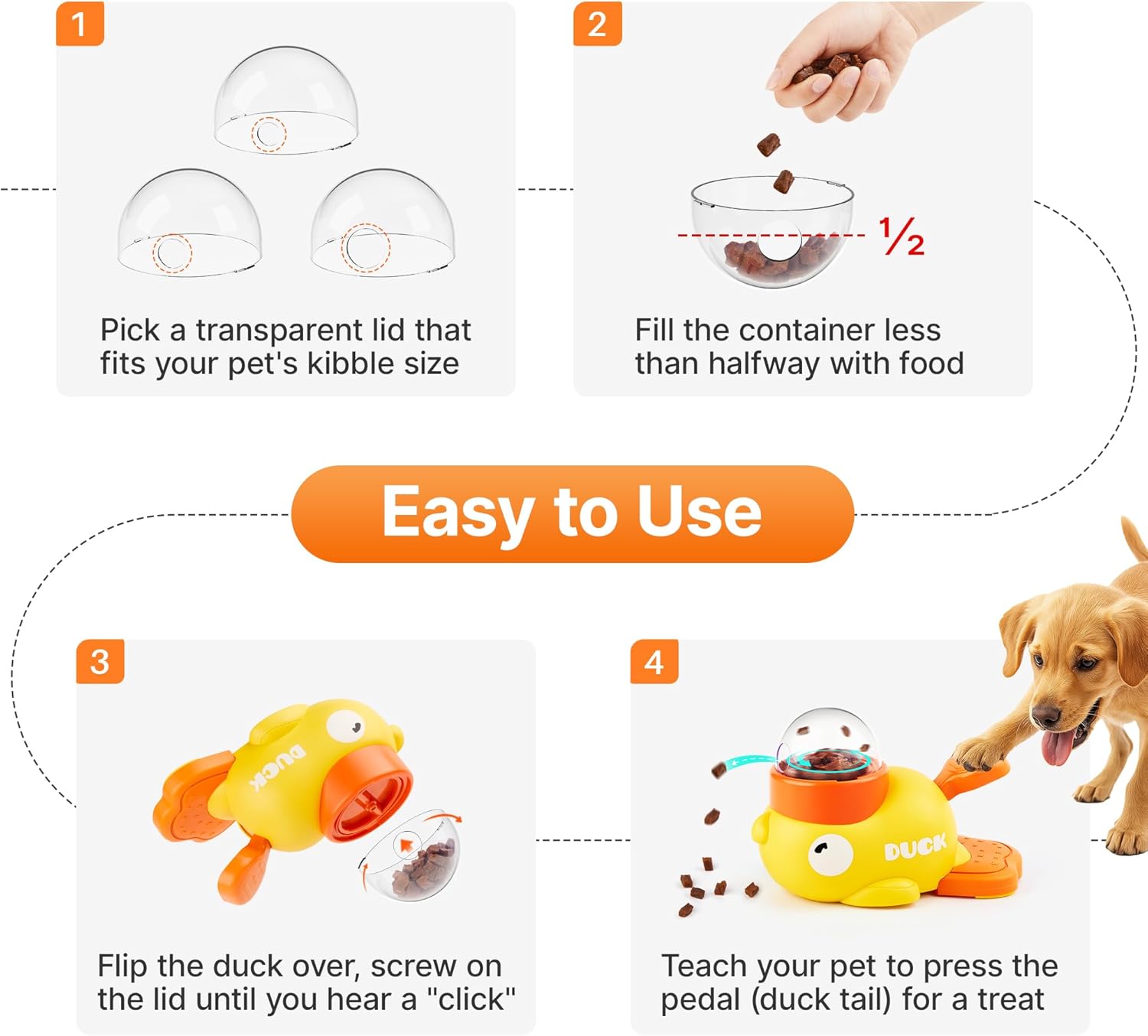 Push n Spin Interactive Duck Cat Treat Dispenser