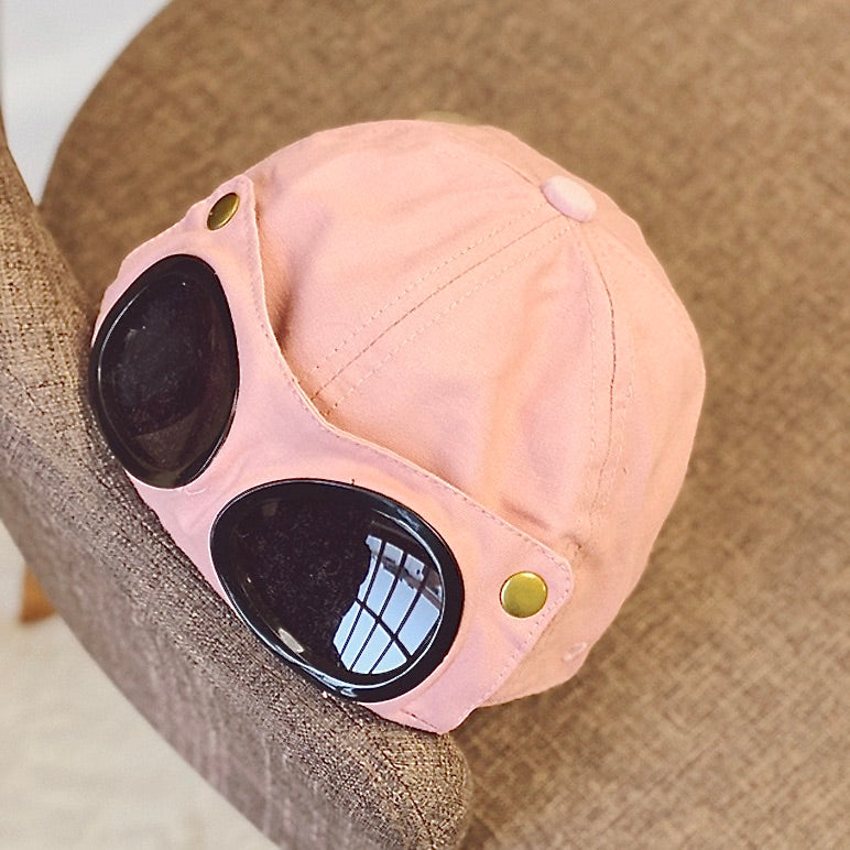 🧢 Retro Pilot Goggle Baseball Cap, Aviator Style Hat with Flip Sunglasses for Streetwear