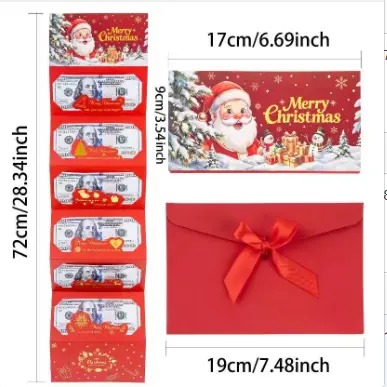 4/2 Pcs Christmas Money Envelope for Cash,Creative Folding Money Holder with 6 Slots,Luxury Paper Cash Gift Card Holder, DIY HolidayMoney Gift Envelope for Xmas, Women Men GirlsBoys Mom Dad
