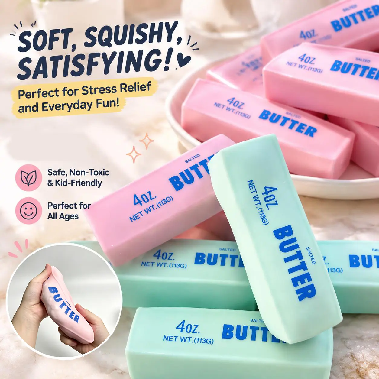 6‑Piece Squishy Crunchy Stress Relief Fidget Toys, ASMR Squeeze Sensory Stress Balls, Relaxing Unique Tactile Fidgets, Sensory Room Supplies, 6 Assorted Food‑Shaped Designs, Novelty Holiday Gifts