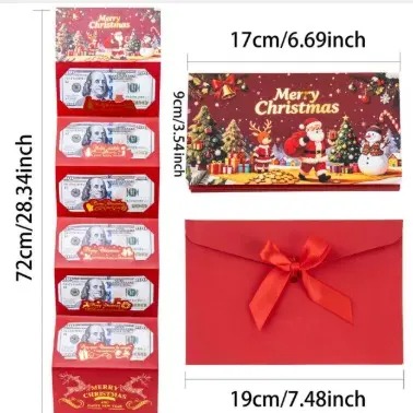 4/2 Pcs Christmas Money Envelope for Cash,Creative Folding Money Holder with 6 Slots,Luxury Paper Cash Gift Card Holder, DIY HolidayMoney Gift Envelope for Xmas, Women Men GirlsBoys Mom Dad