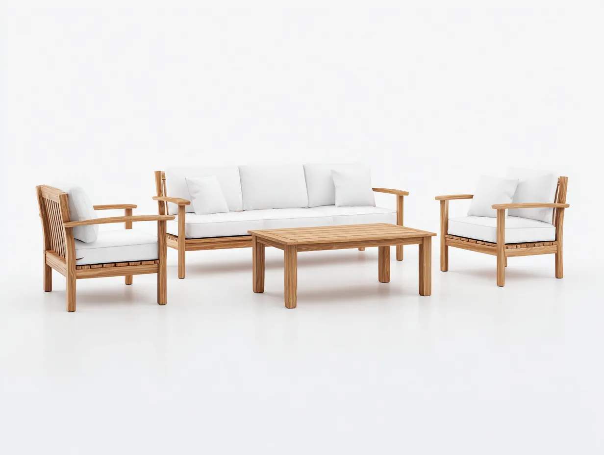 Gartentisch- und Stuhlset 120×65×45 cm - Holz Weiß - 4-teiliges Lounge-Set für den Außenbereich-Parointerior