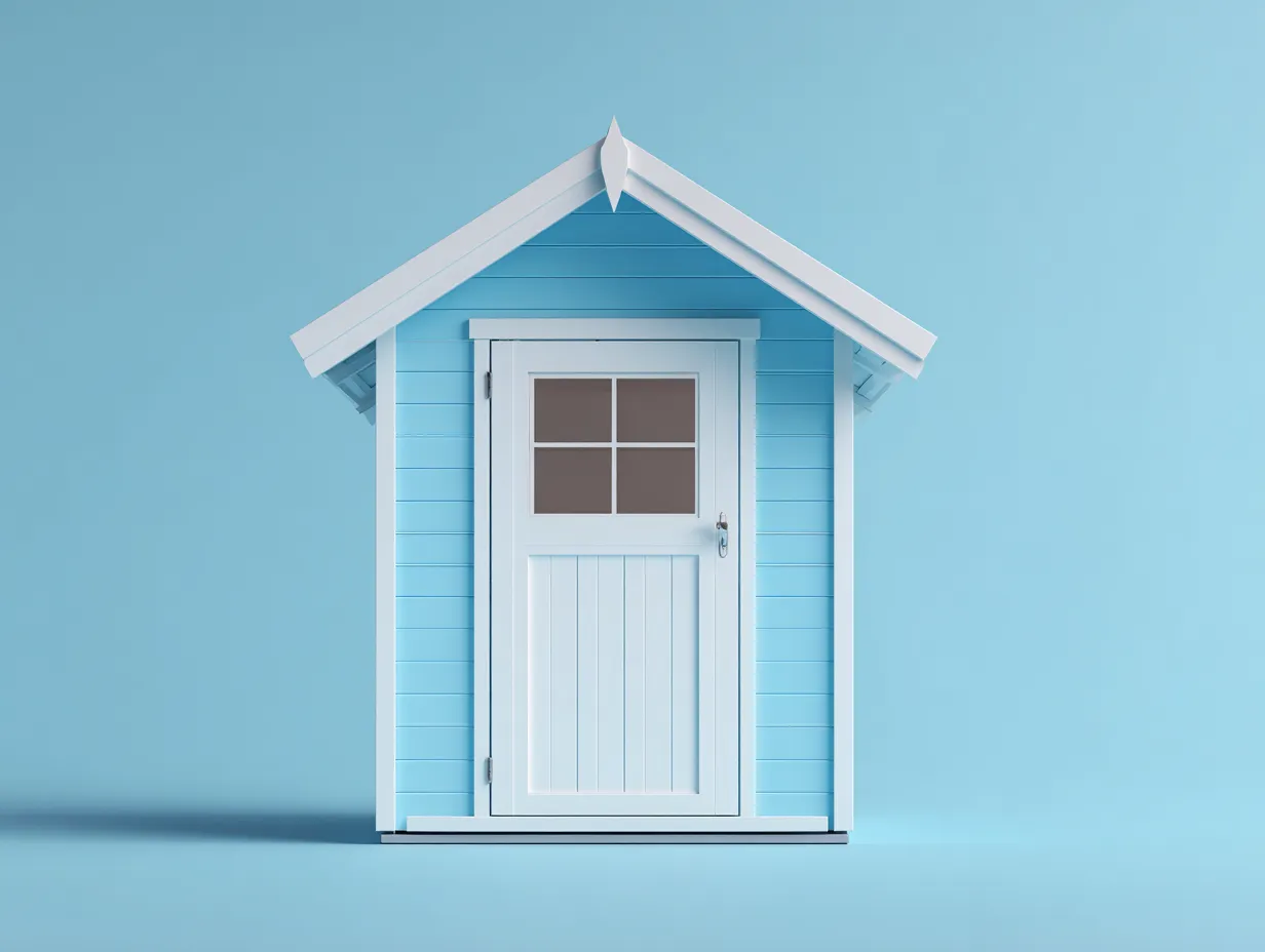 Gartenhäuschen 180×150×215 cm - Holz - hellblau/weiß - für den Außenbereich - mit Fenstertür und Satteldach-Parointerior