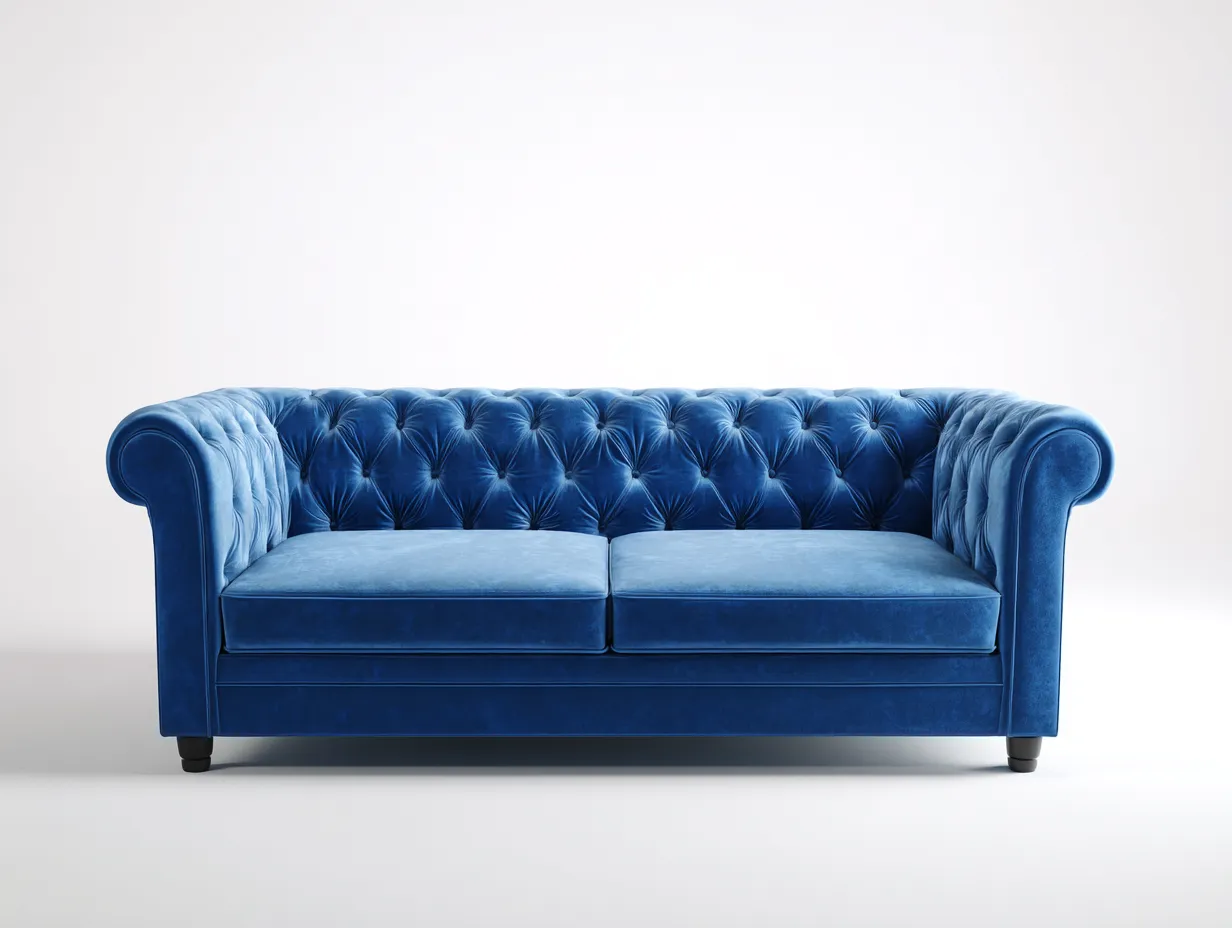 Sofa 225×95×84 cm - Stoffpolsterung - blau - für das Wohnzimmer - klassisches Design mit gerollten Armlehnen-Parointerior