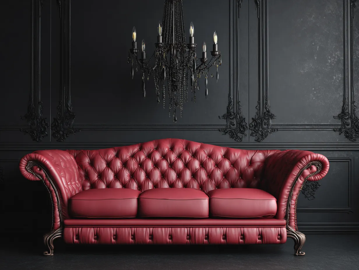 Kunstleder-Sofa 215×95×88 cm - Rot - 3-Sitzer mit geschwungenen Armlehnen fürs Wohnzimmer-Parointerior