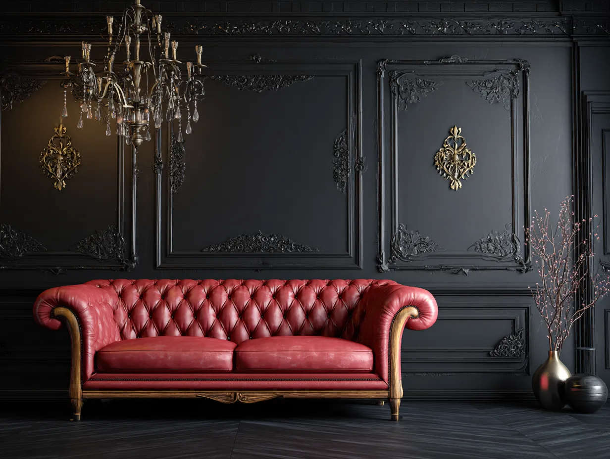 Chesterfield-Sofa 220×94×80 cm - Leder - Rot - Klassisches Wohnzimmer-Sofa mit Knopfheftung-Parointerior