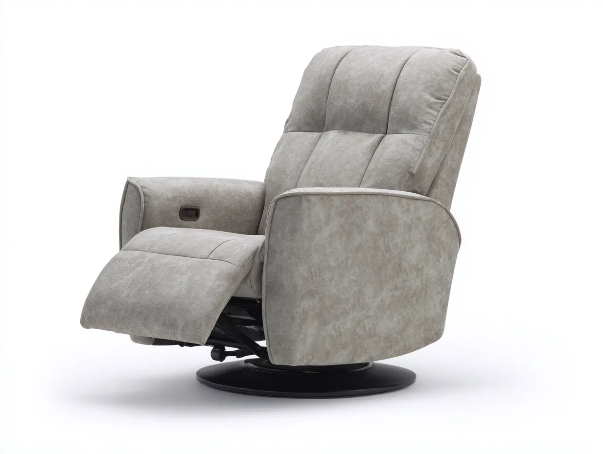Sessel 84×92×106 cm - Stoff und Metall - hellgrau/schwarz - für das Wohnzimmer - Relaxsessel mit ausklappbarer Beinauflage-Parointerior