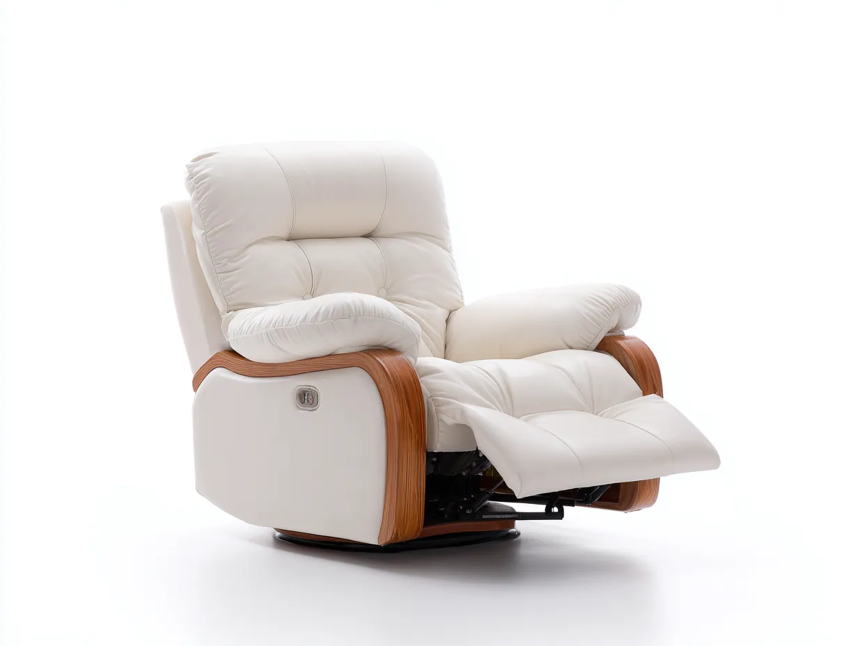 Relax-Sessel 98×94×105 cm - Kunstleder - Weiß/Braun - Verstellbare Fußstütze für das Wohnzimmer-Parointerior