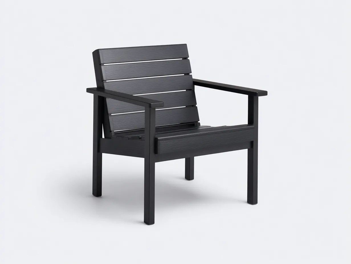 Lamellen-Outdoor-Freizeitstuhl 70×75×91 cm - Schwarz - Breite Sitzfläche mit geraden Armlehnen für Im Freien-Parointerior