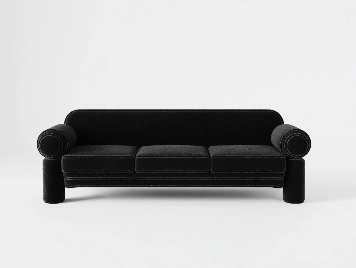 Dreisitzer-Sofa 230×92×78 cm - Stoff - Schwarz - Geradliniges Wohnzimmer-Sofa mit gerollten Armlehnen-Parointerior