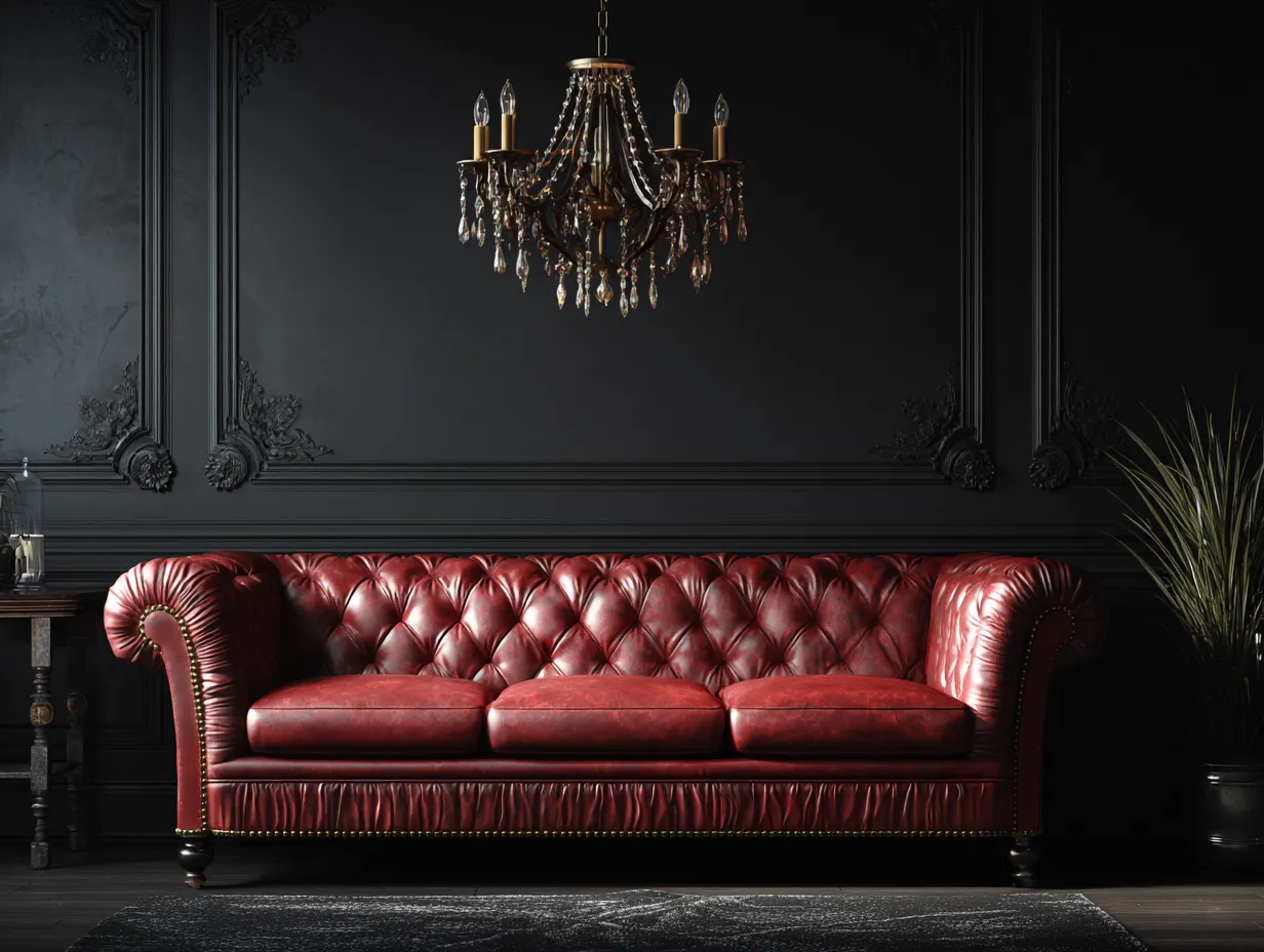 Dreisitzer-Sofa 238×96×82 cm - Leder - Dunkelrot - Chesterfield-Stil mit gerollten Armlehnen-Parointerior