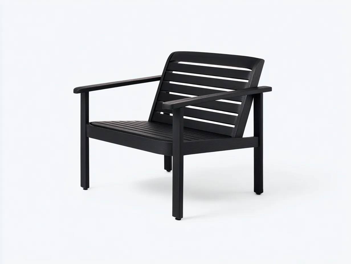 Outdoor-Freizeitstuhl 74×78×82 cm - Holz - schwarz - für den Außenbereich - offenes Lamellendesign-Parointerior
