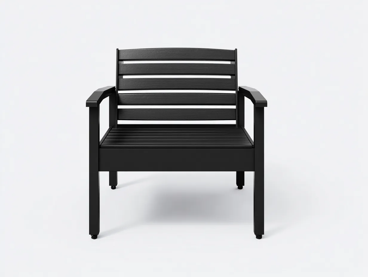 Metall-Outdoor-Freizeitstuhl 68×72×89 cm - Schwarz - Lamellenoptik mit Armlehnen für Im Freien-Parointerior