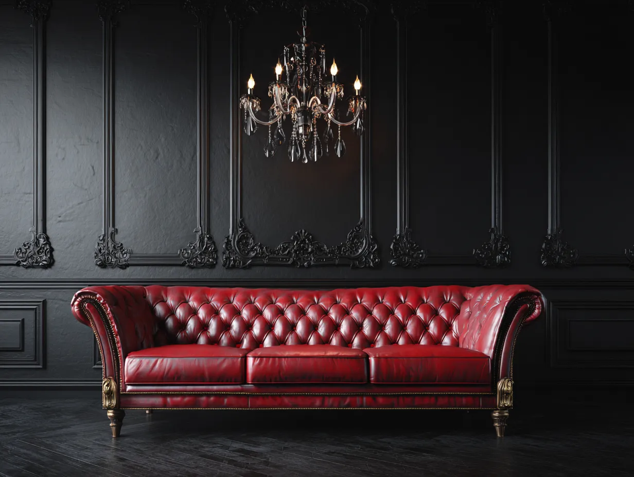 3-Sitzer Chesterfield-Sofa 220×92×82 cm - Dunkelrot - Kunstleder mit Knopfheftung fürs Wohnzimmer-Parointerior