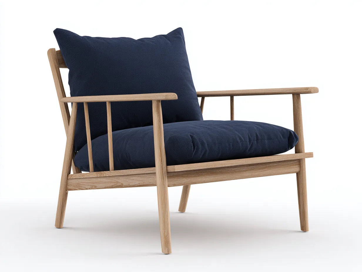 Outdoor-Freizeitstuhl 82×78×88 cm - Holz/Dunkelblau - gepolsterter Loungesessel mit Armlehnen-Parointerior