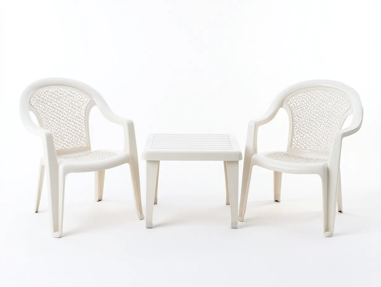 Kunststoff-Gartentisch- und Stuhlset 180×72×88 cm - Weiß - Kompakte Sitzgruppe für Im Freien-Parointerior